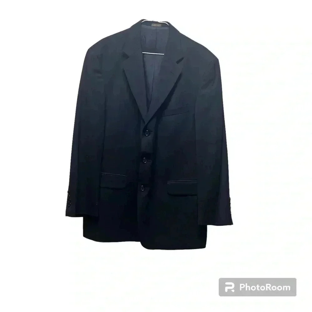 Stafford Suit Coat Jacket, Dark Blue, Size 42R, 100% Wool, Button Closure